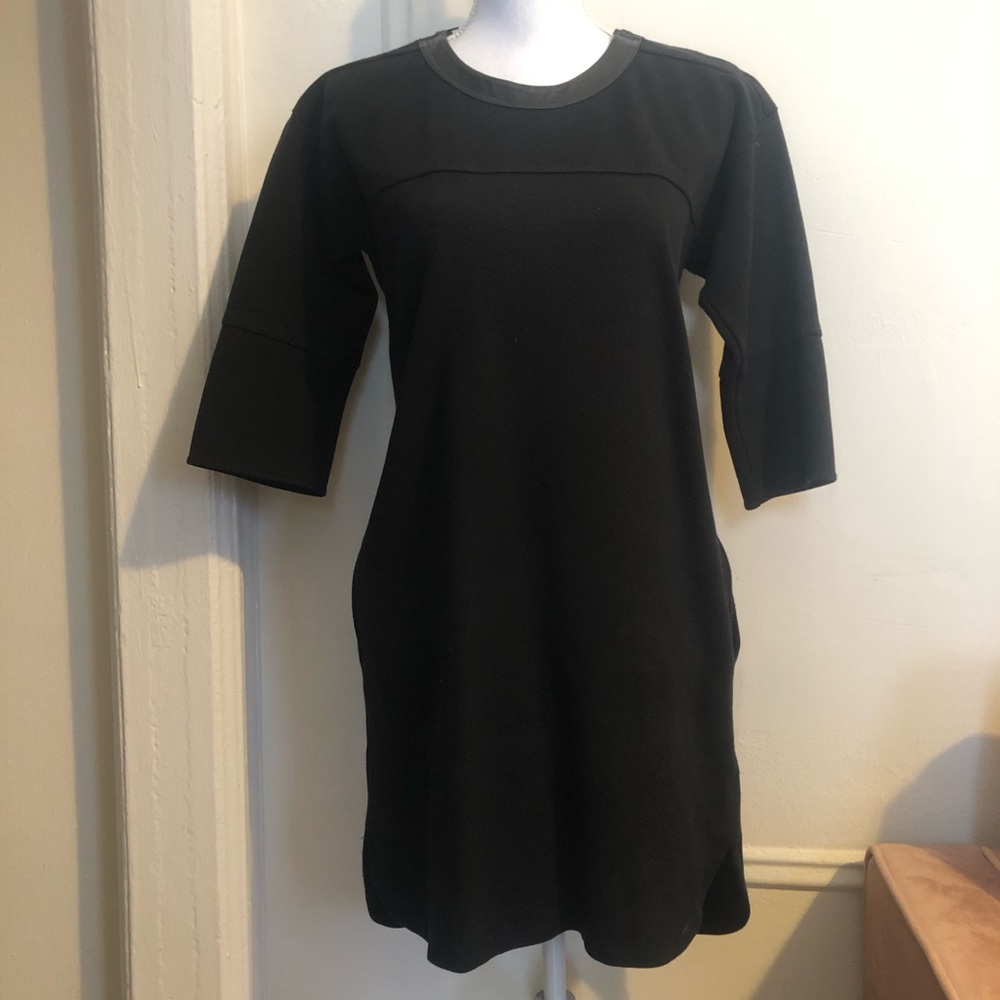 Madewell Smock Shift Dress w/ Leather Coll…
